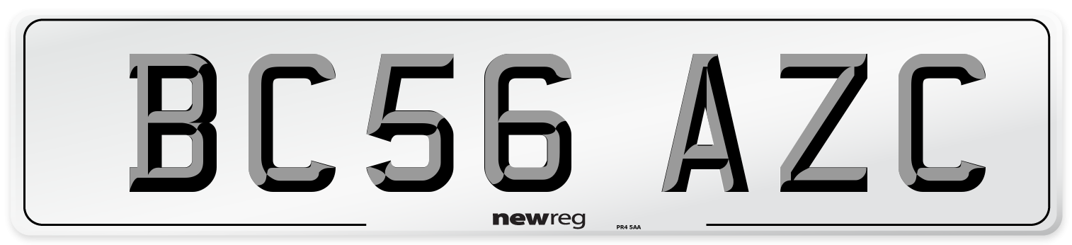 BC56 AZC Number Plate from New Reg